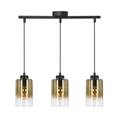 Lampa wisząca Aspra czarny 3x60W E27  klosz bursztynowy