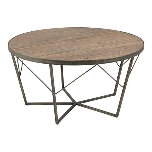 Stolik kawowy Durham okrągły czarny drewniany z metalową podstawą nowoczesny do salonu Actona