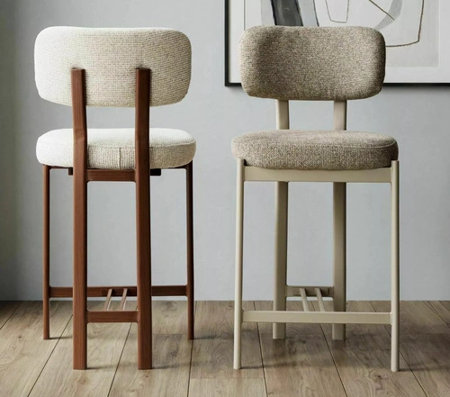 Hoker Montico beżowy z oparciem do kuchni tapicerowany nowoczesny