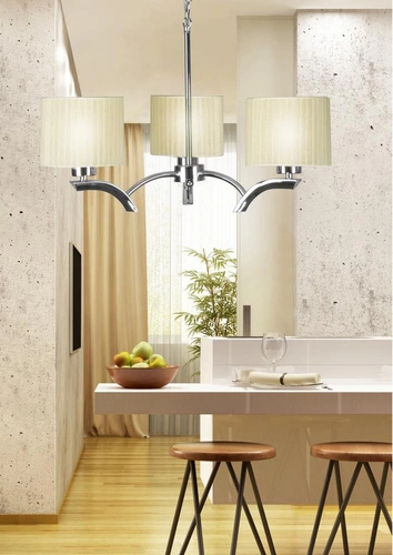 Lampa wisząca Draga glamour kremowa 3-punktowa do salonu i jadalni z tkaniny 58 cm