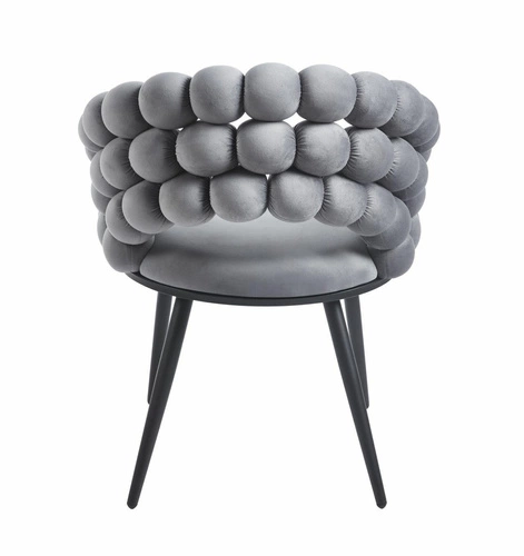 Krzesło do jadalni Bulle VIC szare welurowe tapicerowane z podłokietnikami Intesi nowoczesne
