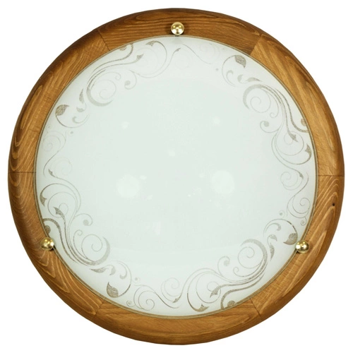 Plafon Herba 30 biały okrągły drewniany retro do salonu i kuchni Candellux E27