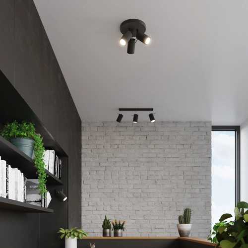 Plafon sufitowy czarny RING 3P nowoczesny metalowy do salonu kuchni lub sypialni