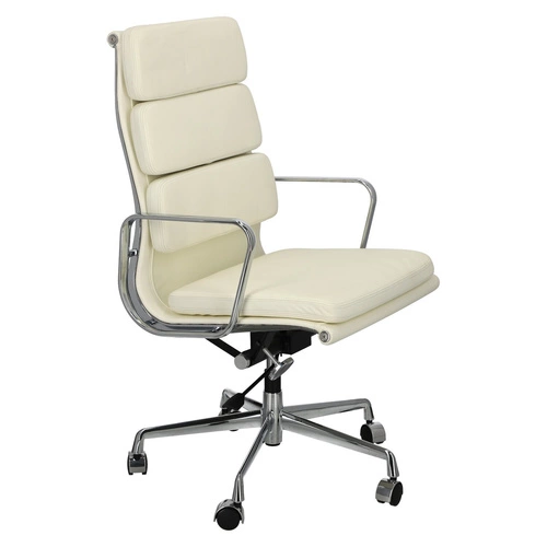 Fotel biurowy ergonomiczny CH2191 PREMIUM EA219 skóra naturalna biały obrotowy do biura
