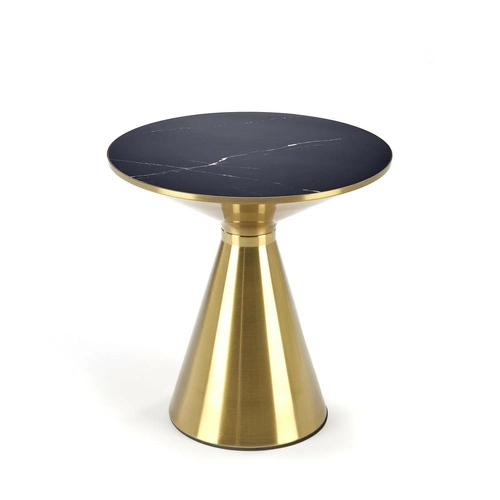 Stolik kawowy Aventure okrągły czarny marmur złoty glamour 50 cm do salonu Intesi