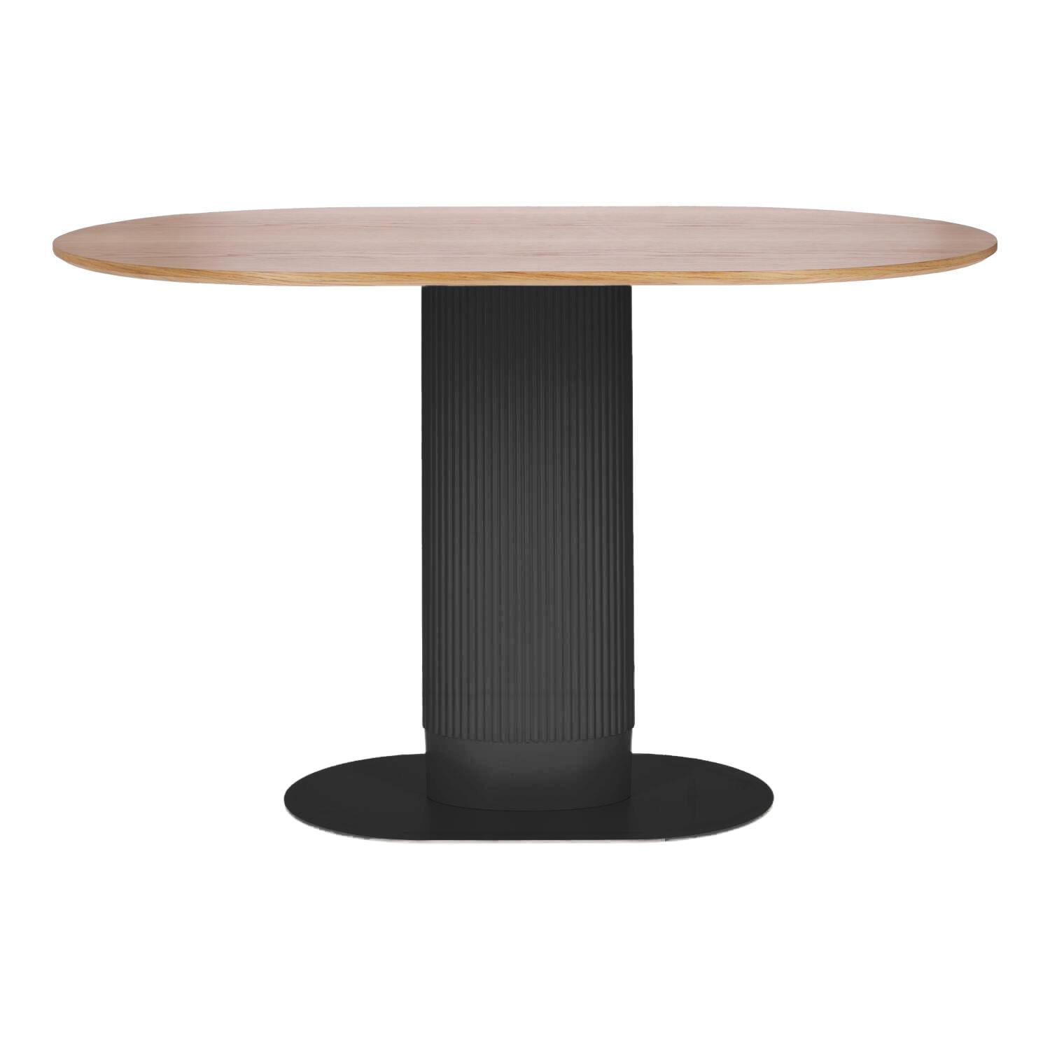 Stół do jadalni Maxim nowoczesny owalny dąb naturalny na czarnej nodze 120x70 cm Intesi