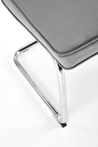 Krzesło tapicerowane welurowe Nelson Intesi szare na płozach do jadalni nowoczesne glamour