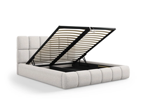 Łóżko tapicerowane Bellis 180x200 szare z pojemnikiem nowoczesne do sypialni