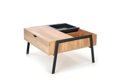 Stolik kawowy Mobis prostokątny z podnoszonym blatem i półką loftowy do salonu Intesi