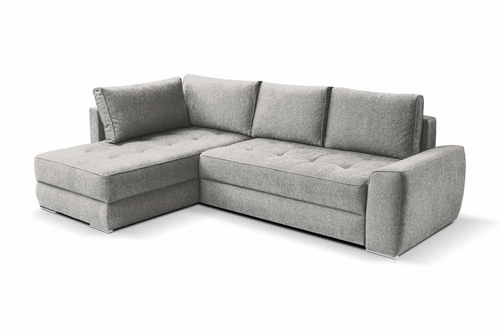 Narożnik z funkcją spania do salonu Rabis szary nowoczesny z pojemnikiem Intesi