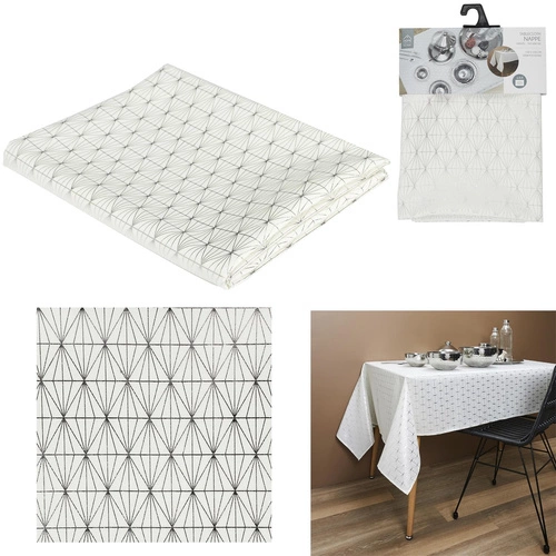 Obrus na stół Geometric Dore prostokątny biały 140x250cm nowoczesny do jadalni Intesi