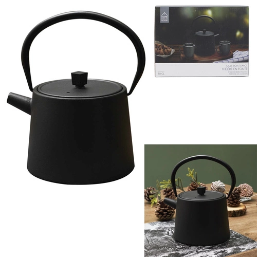 Intesi imbryk żeliwny czarny 900 ml nowoczesny do parzenia herbaty na kuchnię gazową