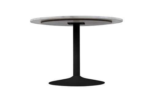 Stół okrągły marmurowy do jadalni Tarifa Actona biały marmur czarna podstawa nowoczesny 110 cm