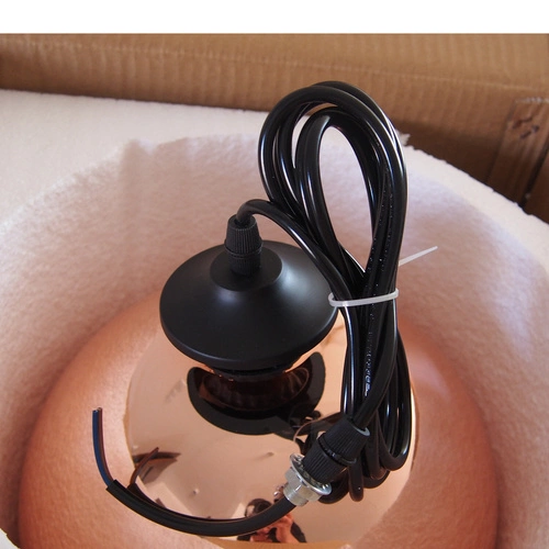 Lampa wisząca kula szklana MIRROR GLOW miedziana 25 cm do salonu nad stół