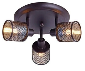 Lampa sufitowa Canabera plafon kawowe złoto 3x40W E14 klosz bursztynowy