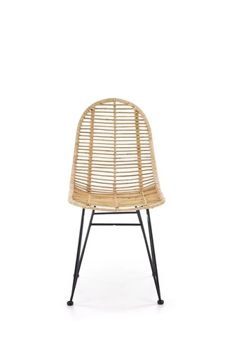 Krzesło rattanowe Oregon Intesi do jadalni i salonu boho na metalowych nogach czarne