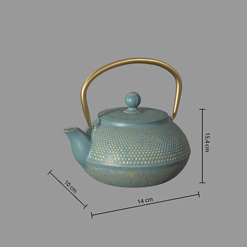 Imbryk żeliwny Jade 800ml turkusowo-złoty z sitkiem do parzenia herbaty 5five simply smart