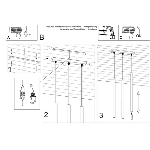 Lampa wisząca sufitowa Pastelo 3 ochra czerwona nowoczesna regulowana do salonu