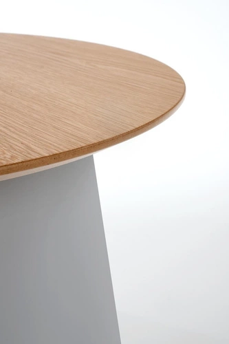 Okrągły stolik kawowy Alter nowoczesny skandynawski naturalny szary do salonu 69 cm