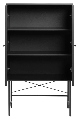 Komoda wysoka Pensacola czarna rattanowa na nóżkach do salonu