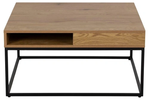 Stolik kawowy Willford kwadratowy loft dąb i czarny do salonu