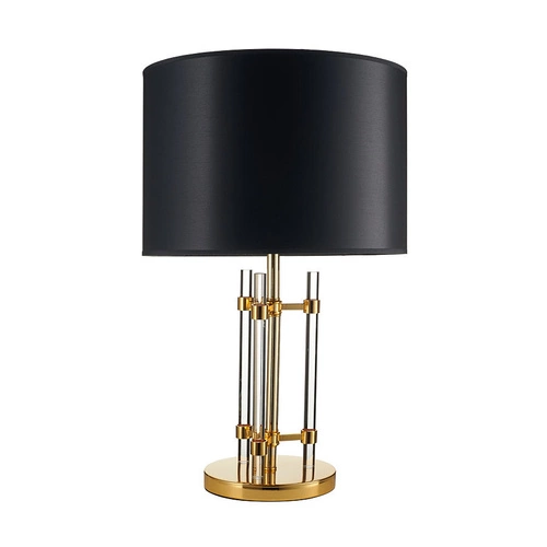 Lampka nocna glamour EXCLUSIVO czarna i złota 65 cm do sypialni lub salonu z abażurem