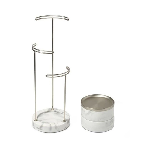 Organizer na biżuterię do szuflady Umbra Tesora chromowo-biały dwupoziomowy 13x13 cm