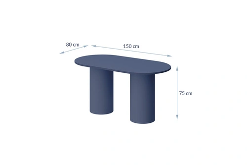 Stół Irmo nowoczesny do jadalni granatowy owalny 150x80 cm