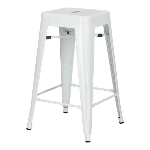 Hoker metalowy Paris 66 cm biały bez oparcia industrialny do wyspy kuchennej D2.DESIGN