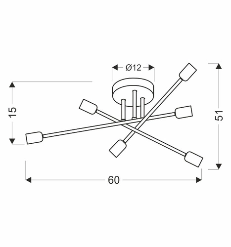 Lampa sufitowa Crespilo czarna metalowa 6-punktowa do salonu i jadalni nowoczesna