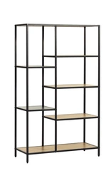 Regał Altino loftowy na książki 80 cm dąb i czarny metal do salonu