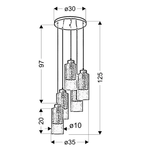 Lampa wisząca Libano 5x60W E27 okrągły  srebrny