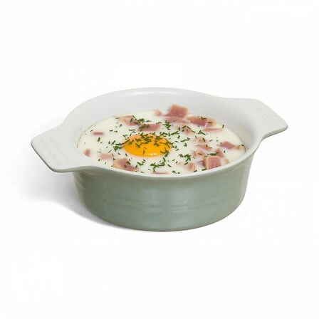 Intesi naczynie ceramiczne okrągłe do zapiekania zielone małe do zapiekanek