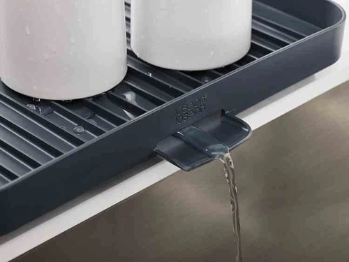 Joseph Joseph Y-RACK dwupoziomowy ociekacz do naczyń z odpływem i pojemnikiem na sztućce grafitowy