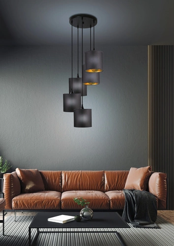 Lampa wisząca Long talerz 5x40W E14  czarny