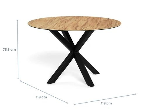 Stół okrągły Heaven 119 cm do jadalni nowoczesny dąb dziki/czarny