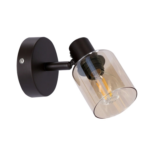 Kinkiet Agra lampa brunatny 1x40W E14  klosz bursztynowy