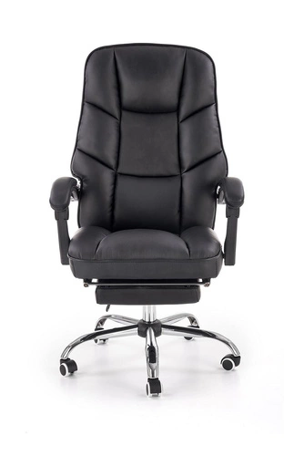 Fotel biurowy ergonomiczny Nalvi czarny z podnóżkiem skórzany obrotowy do biura