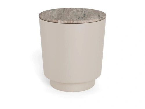 Stolik kawowy Cangas okrągły 45 cm szary marmur nowoczesny do salonu