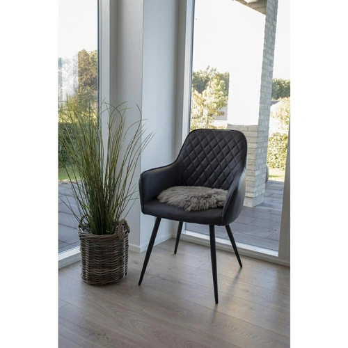 Poduszka okrągła na krzesło do salonu z futerka jagnięcego House Nordic szara 35 cm