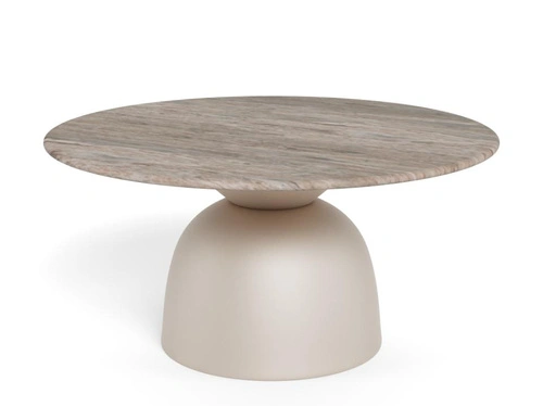 Stolik kawowy Ferrol marmurowy okrągły 80 cm szary nowoczesny do salonu