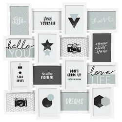 Biała ramka na 16 zdjęć 10x15 Gael Atmosphera na ścianę kolażowa nowoczesna drewniana