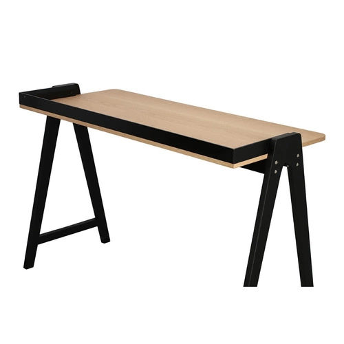 Biurko do pracy Malmo nowoczesne szerokie skandynawskie naturalne czarne Intesi 123 cm