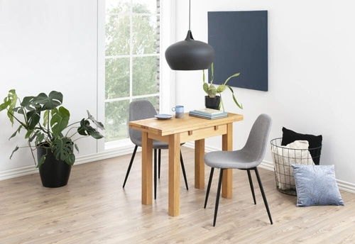Stół rozkładany Kenley fornir dębowy naturalny do jadalni i salonu styl skandynawski 100x90 cm