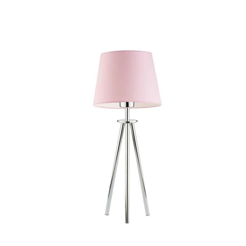 Lampka BERGEN abażur jasny różowy stelaż chrom