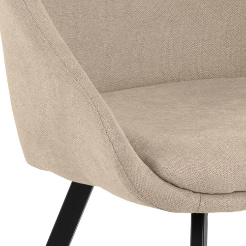 Krzesło tapicerowane Nils Actona do jadalni beżowe nowoczesne kubełkowe na czarnych nogach