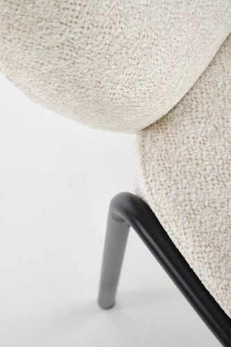 Krzesło tapicerowane Salome kremowe do jadalni nowoczesne skandynawskie z czarnymi nogami Intesi