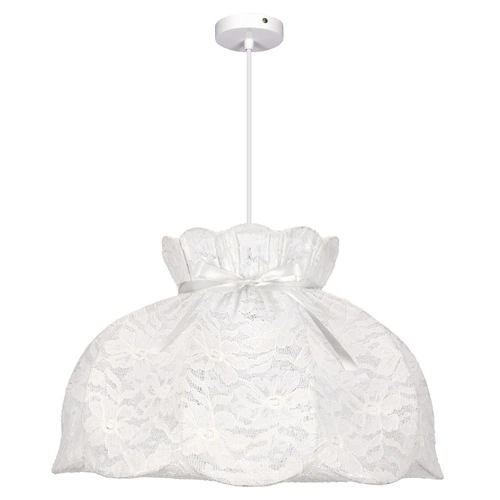 Nowoczesna biała lampa wisząca ROSSINI z tkaniny do salonu i sypialni 52 cm