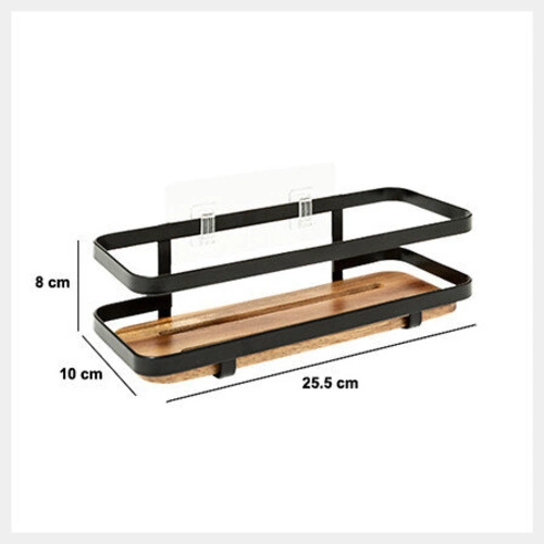 Półka łazienkowa Blackacia czarna z drewna akacjowego ścienna bez wiercenia 5five simply smart