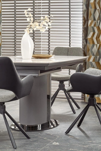 Stół rozkładany Dallas biały marmur nowoczesny do jadalni i salonu blat ceramiczny 160–220 cm